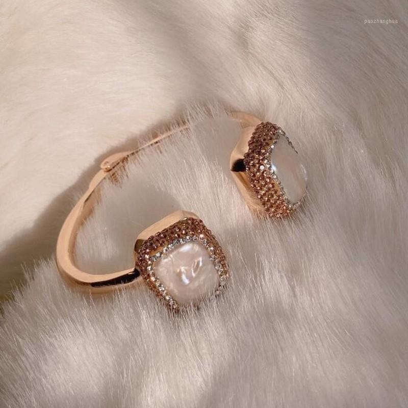 

Bangle African Party Fine Jewelry Baroque Pearl Bracelet & Bangles For Women Gifts Adjustable Open Shiny Metal, Black