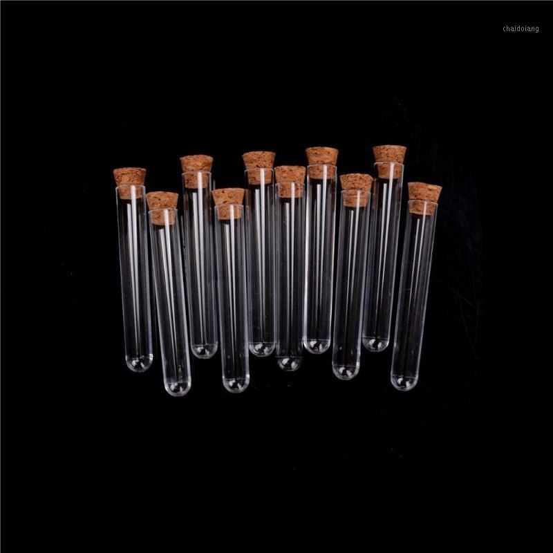 

10pcs/lot 12x75/12x100/15x100/15x150mm Laboratory Plastic Test Tube With Cork Clear Lab Favor Gift Tube , Refillable Bottle1