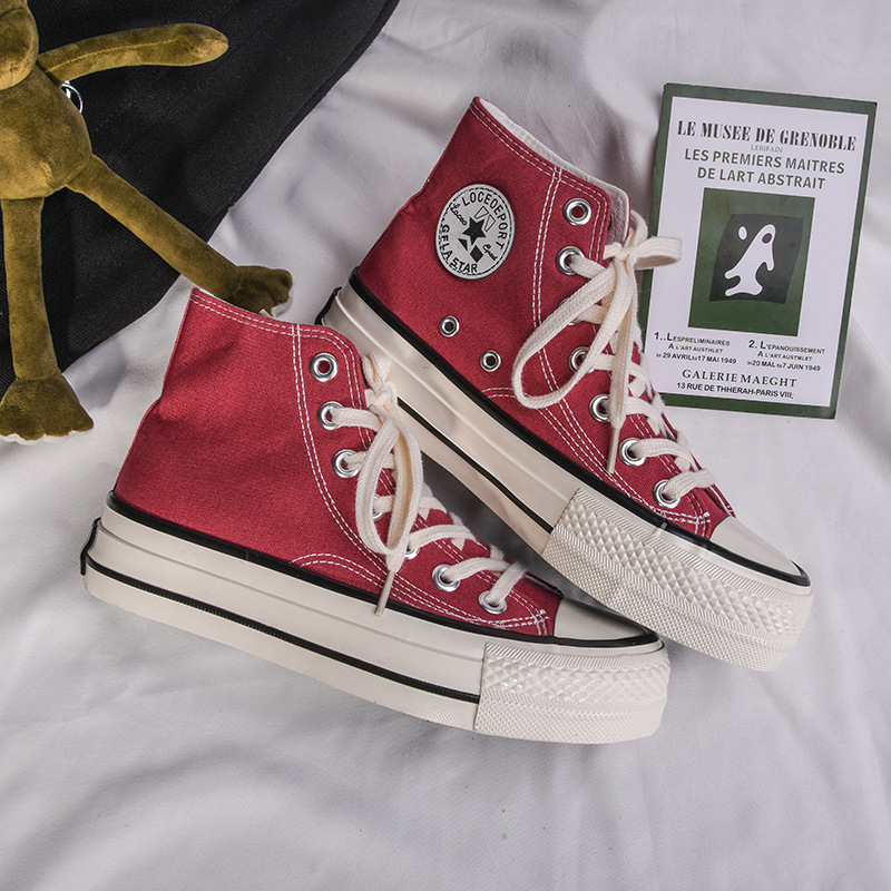 

luxurys designers shoes women canvas platform casual sneakers solid color girls sneakers classic rubber lace-up canvas shoes z, Black