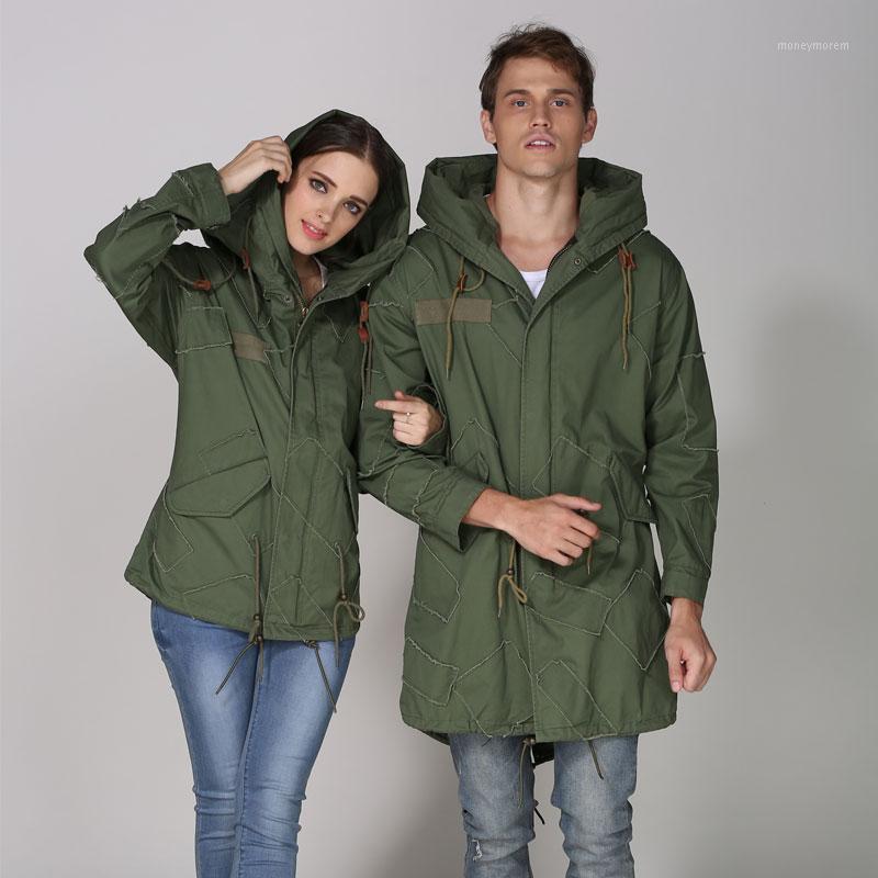 

Khaki Autumn Long Jacket Polyster Lined Streetwear Design Long Sleeve Jacket With Hood or Short1, Ladies