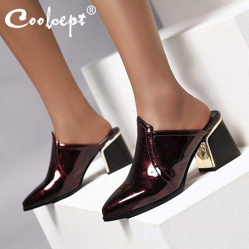 

Coolcept Women Pumps Fashion Shoes Women Daily Casual Leather Sexy Patchwork Pattern Party Beach Wedding Footwear Size 32-431, Green