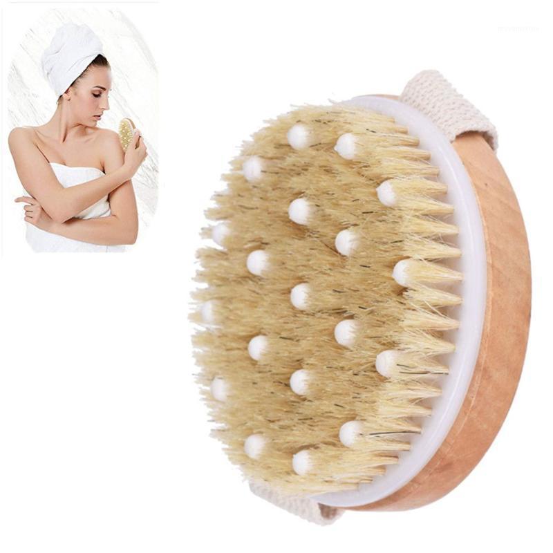 

Bath Shower Bristle Brushes Exfoliating Body Massage Brush with Band Dry Skin Wooden Shower Body Bath Brush Tools1