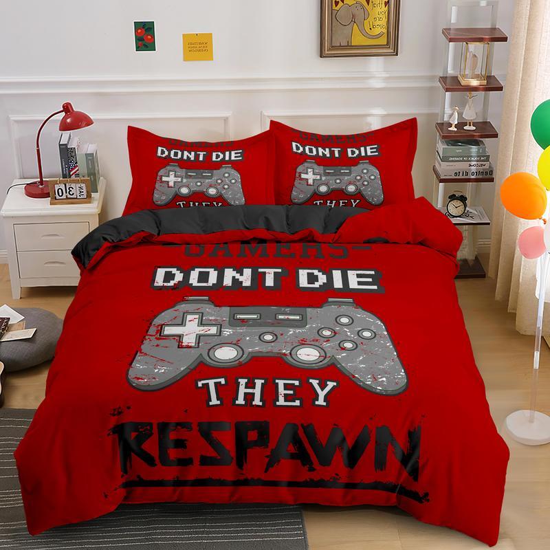 

Gamepad Bedding Set for Boys Modern Gamer Comforter Cover Video Game Duvet Kids Colorful Action Buttons Printed, H1085