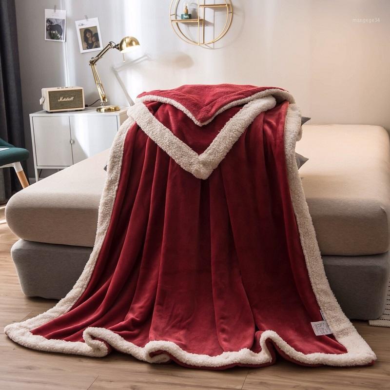 

Claroom Solid Weighted Blanket Winter Thick Warm Blanket Coral Fleece Double-sided For Bed XP29#1