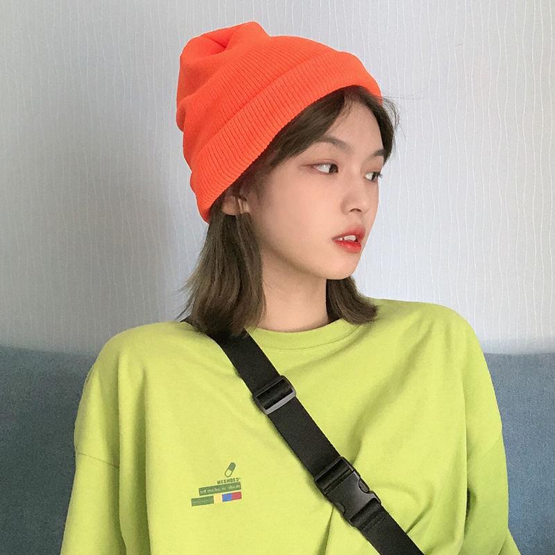 

ittle hat ins solid color wool hat women autumn winter Korean version of the tide knit sweet cute bag head winter
