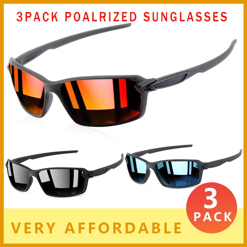 Lunettes de soleil 3 Pack Sports Hommes Polarisés Mode Conduite Pêche Carré Sun Lunettes Mâle Lunettes de vue Ultralight Cadre Lunettes de vue A1