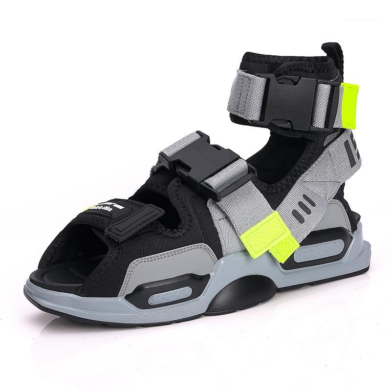 

Unisex 2020 Cool Summer Shoes Gladiator Men's Sandals Roman Men Shoes Summer Black Flat Sandals Large water beach slides1, Grey