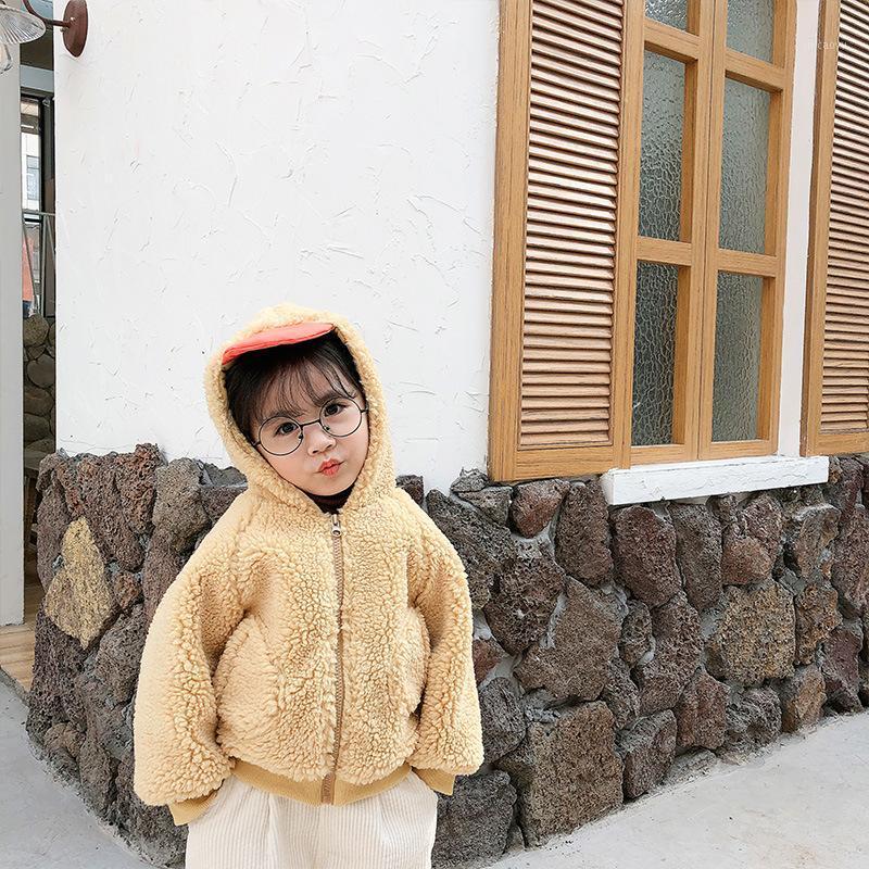 

2020 Children's Girls Wool Sweater Coat Autumn and Winter Clothing New Children's Korean Thick Warm Wool Coat Kids Hooded Coats1, Pink
