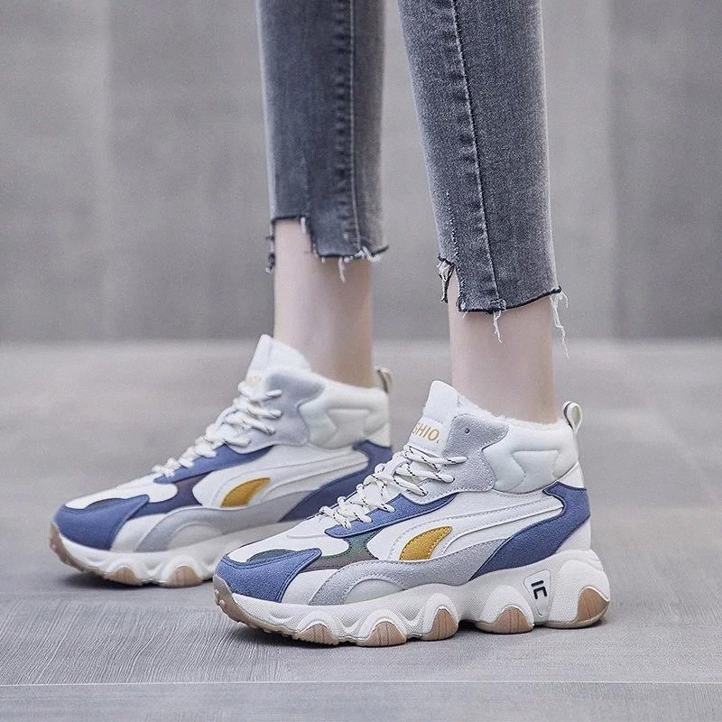 

High Top Sneakers Women Shoes Plush Platform Sneakers Winter Vulcanized Shoes Women Chunky Trainers Zapatos De Mujer #YR3l
