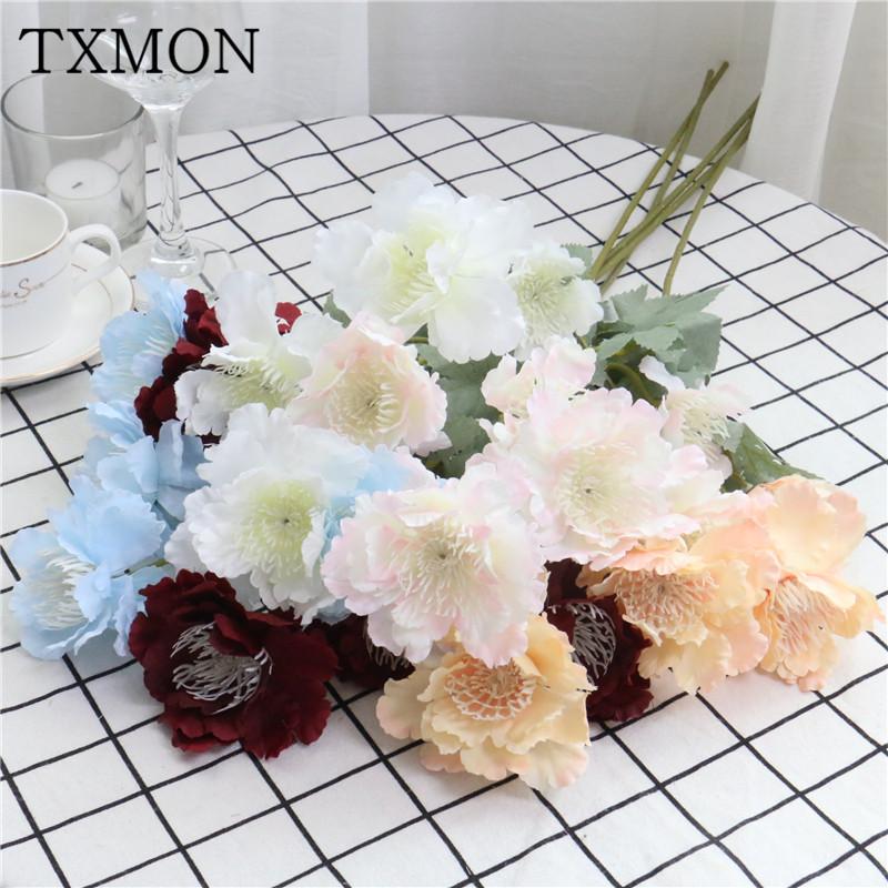 

Artificial flowers 60cm 6 heads snow peony 10 color simulation silk flower party home wedding decoration flower arrangement, Yellow
