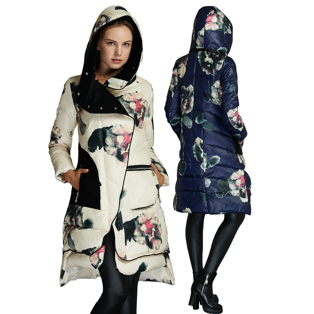 

Jackets mujer invierno 2020 of the floral woman printed white duck down parka female winter jacket w444, Orich flowers