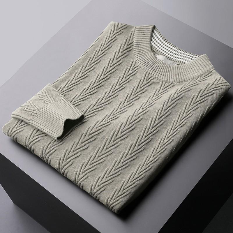 

Autumn Winter Mens Sweater High Quality Jacquard Neck Casual Sweaters Men Solid Color Slim Fit Male Sweater, Black