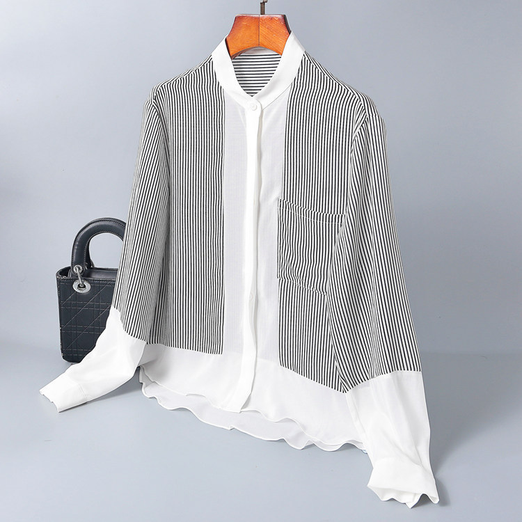 

2020 Long Silk Shirt, New High-tech Female Fashion, Summer Boutique White Collar Fashion. Msz9, Black