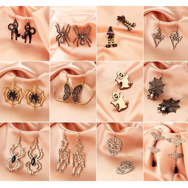 

Halloween Mini Stud Earring Punk Bat Boo Spider Skull Butterfly Drop Hoop Earrings Women Girls Gift Party Jewelry Accessories1