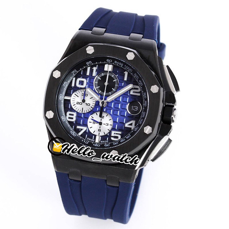 

3A New Oak 26405CE.OO.A030CA.01 VK Quartz Chronograph Mens Watch D-Blue Texture Dial PVD Black Steel Case Blue Rubber Stopwatch Hello_Watch, Waterproof service
