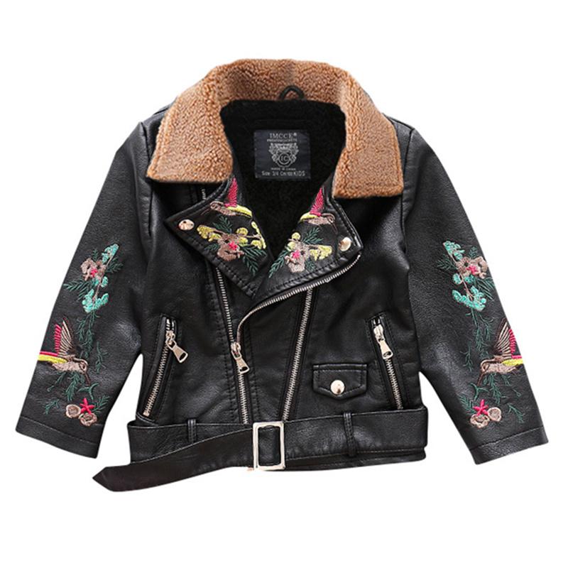 

Winter Leather Jacket for Girls,Thicken Corduroy Cute Embroidery,Advanced PU Imitation Leather Coat,New kids clothing (3-11 Yrs, 557