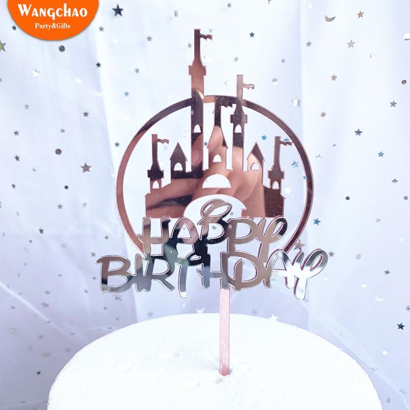 

Dreaming Castle Acrylic Happy Birthday Cake Topper Prince Princess Theme Cake Decoration Party Supplies Baby Shower1