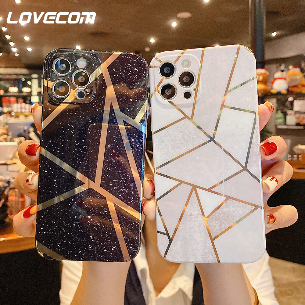 

For iPhone 12 Pro Case Electroplated Geometric Marble Phone Case For iPhone 11 Pro XS Max XR X 7 8 Plus Soft IMD Bumper Cover