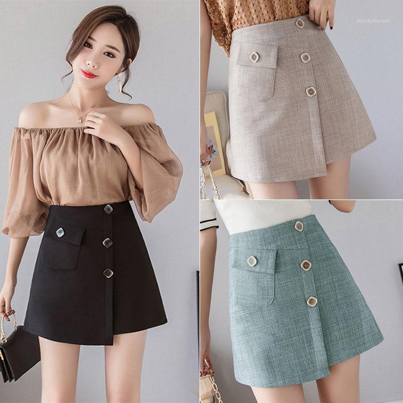 

summer women clothing Chic mini students skirts ins style A-line women skirts solid one-step korean summer easy match slim skirt1, Skirts blue