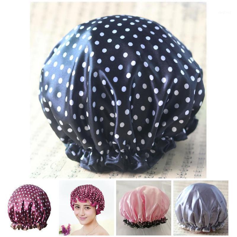 

Lovely Thick Women Shower Caps Colorful Double Layer Bath Shower Hair Cover Adults Waterproof YU-Home1