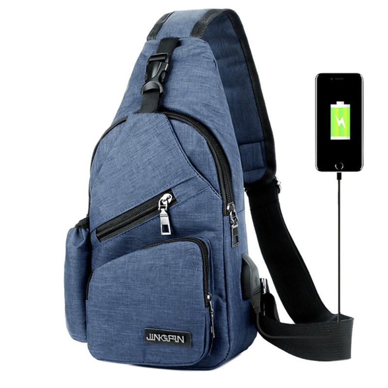

Sport USB Charging Crossbody Bags for Women Messengers Bag Nylon Short Trip Shoulder Bags for Chest Bag, Black