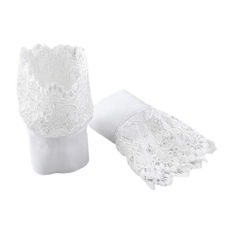 

Women Decorative Layered Horn Cuffs Bracelet Embroidery Leaves Lace Fake Sleeves X7JB