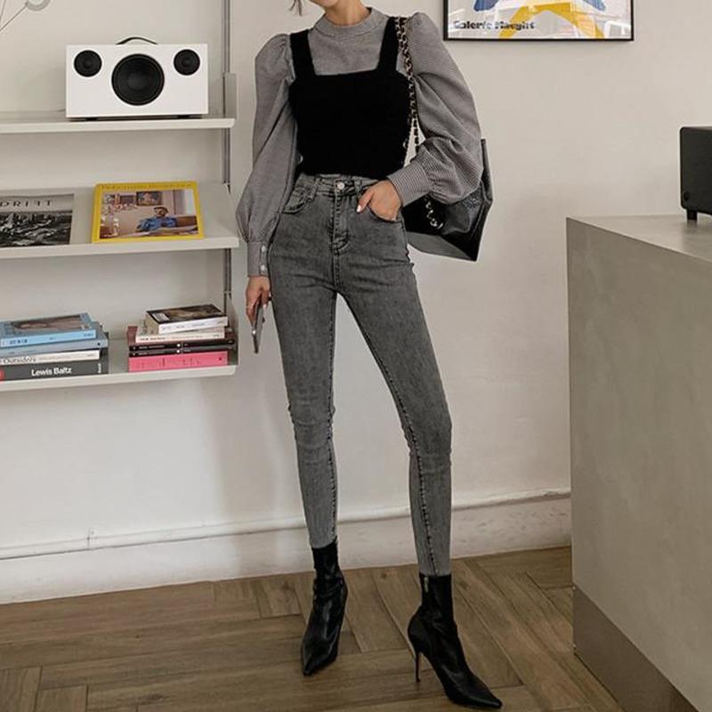 

Genayooa Slim Skinny Jeans Woman High Waist Jeans For Women Slim Stretch Denim Jean Cotton Streetwear Female Pante Trouser New, Smoky gray