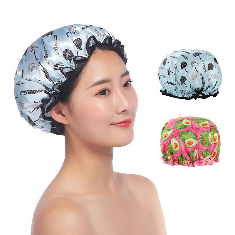 

Women Shower Cap Household Black-sided Baotou Shampoo Cap Bathroom Waterproof Shower Hat Kitchen Anti-smoke Hats Caps1