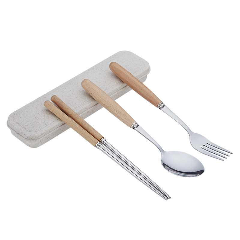 

Portable Cutlery Spoons Set 3 PCS with Wheat Straw Case Include Spoon Chopstick Fork Tableware sets for Travel Picnic Camping Daily Use 122204