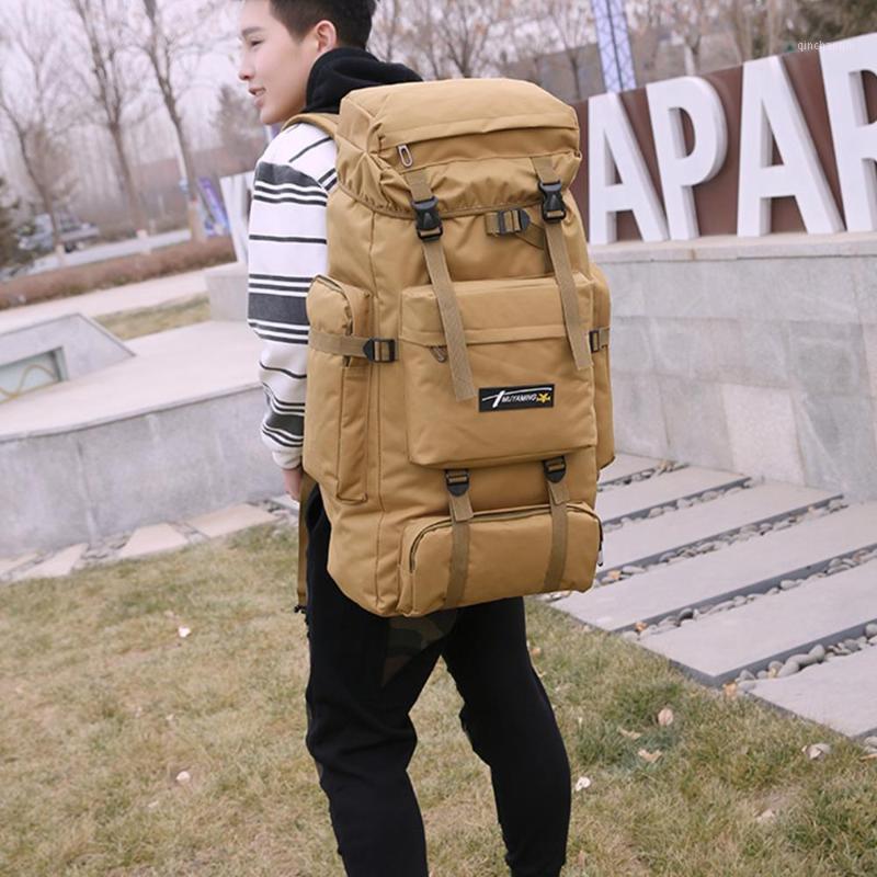 

Nylon Fabric Travel Bag Hiking Camping Practical Folding Backpack Cycling 70L Durable Unisex Mountaineering Backpack Portable1, Khaki