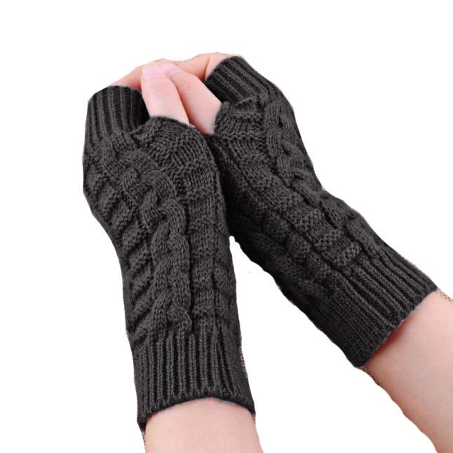 

Fashion Knitted Arm Fingerless Winter Gloves Unisex Knitting Wool Soft Warm Mitten Guantes Invierno Mujer