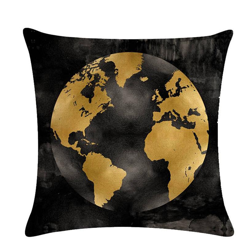 

1Pc Earth Pattern Cushion Cover Linen Throw Pillow Case 45*45cm Home Car Decorative Pillow Cover Living Room Sofa Decorative, Style 3