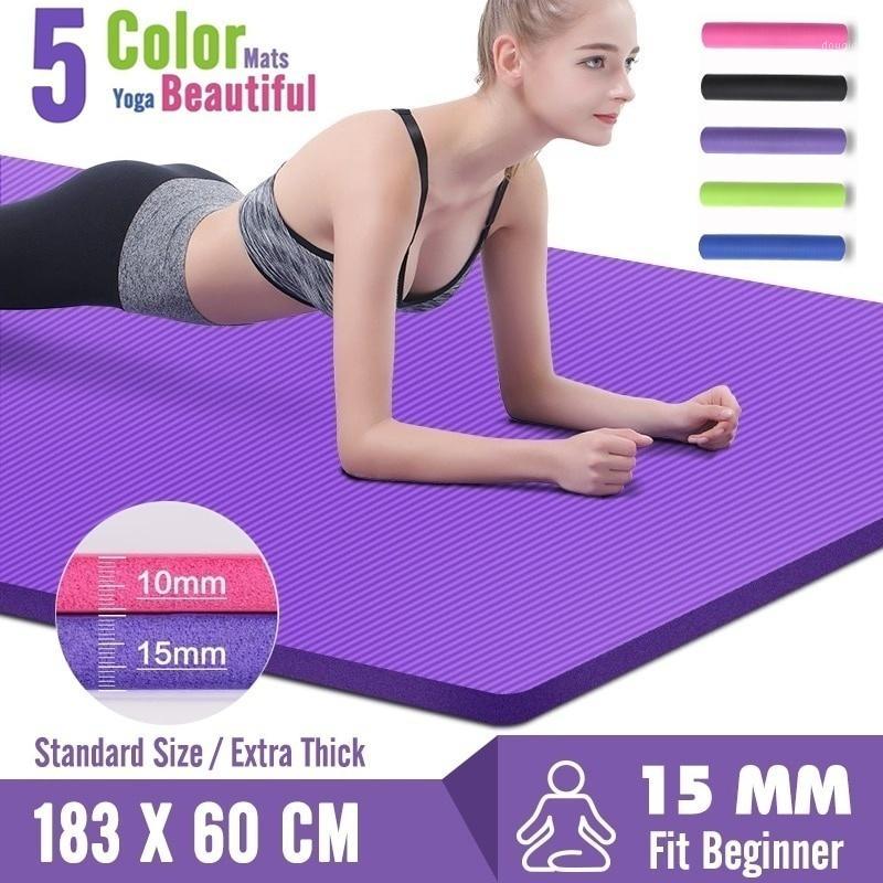 

183X60X15MM Non-slip Yoga Mats For Fitness Mat Tasteless Pilates Gym Exercise Thickening Fitness Sports Pad Supporting1, Red