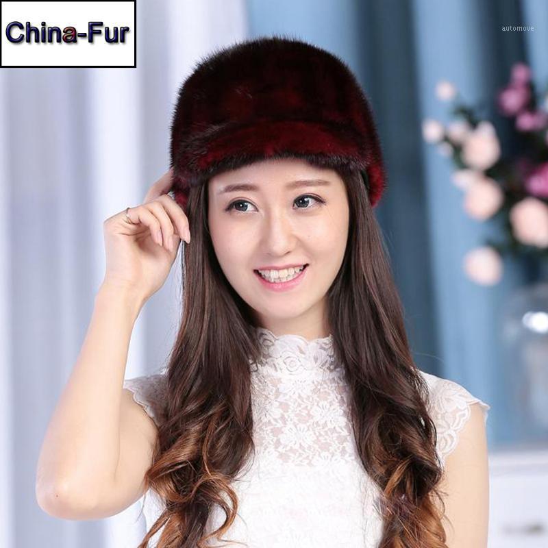 

Women Real Hat 100% Natural Quality Caps 2020 New Fashion Lady Genuine Hats Winter Warm Cap1, Black