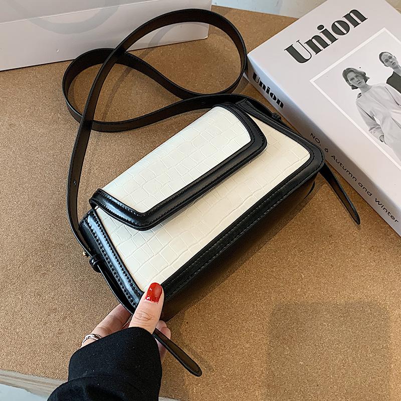 

Crossbody Stone Pattern Pu Leather Bags for Women 2021 Small Shoulder Handbags Women's Trend Vintage Hand Bag, Black