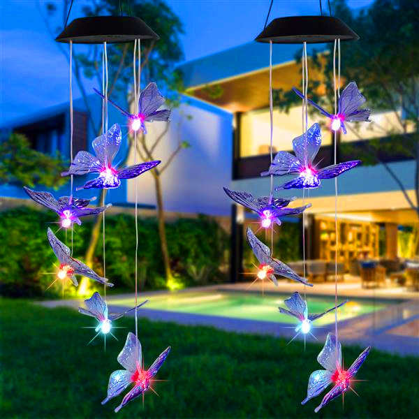 

Discount 2v Solar Intelligent Light Control Design and Color Shell Butterfly Wind Chime Corridor Decoration Colorful Light