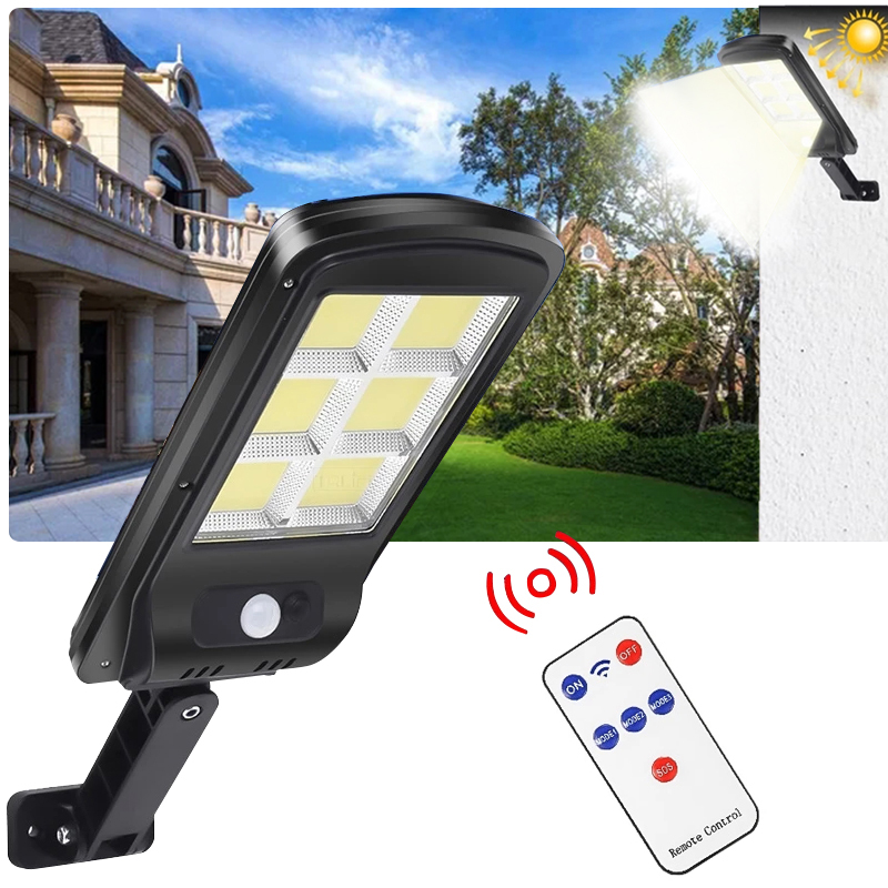 

COB Solar Light Powerful Remote Control Upgraded PIR Motion Sensor IP65 Outdoor Solar Wall Street Light Waterproof Lamp