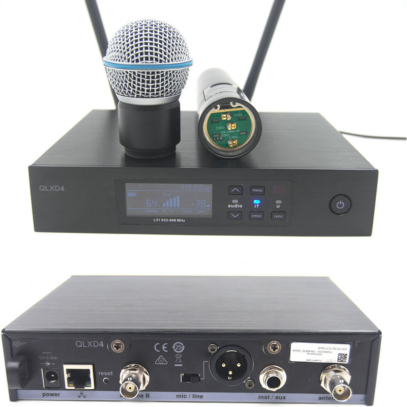 

Professional UHF Digital Wireless Mic System QLXD4 True Diversity Stage Performance BETA58 Single Handheld Microphone