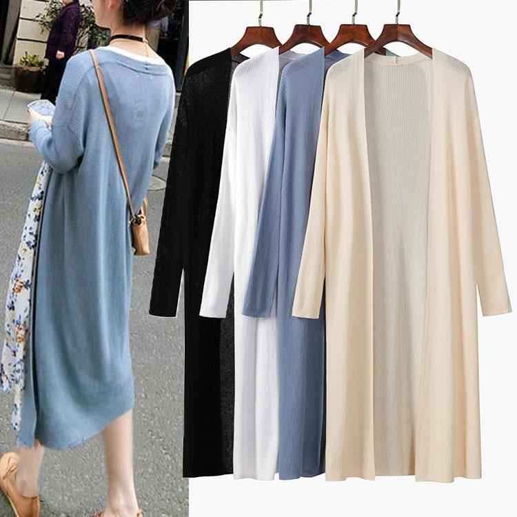 

2020 New Women Long Cargigans Summer Thin Cardigans, Beige