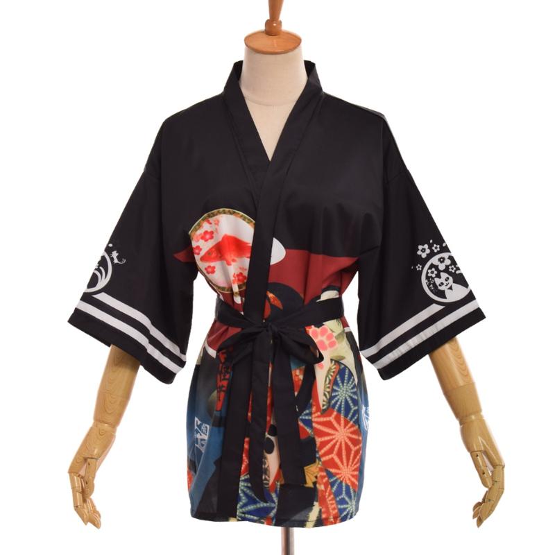 

Vintage Japanese Harajuku Casual Kimono Trench Coat Retro Cosplay Yukata Leisure Haori, Black