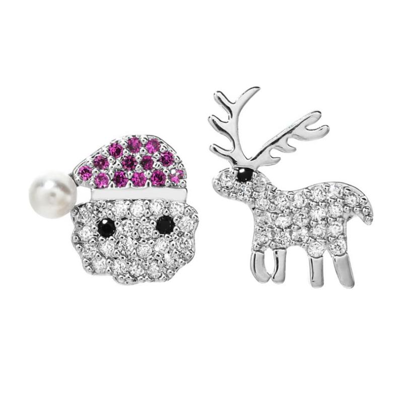 

Santa Claus and the Mythical Beast Sika Deer Zircon Pearl Earrings Girl/Female Sweet Langmei Jewelry Earrings Christmas Gifts