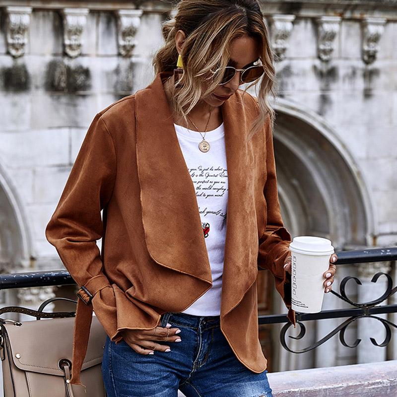 

MOVOKAKA New Fashion Suede Velvet Soft Coat Women Casual Autumn Winter Women' Jacket Long Sleeve Women' Coat Slim Jacket Women