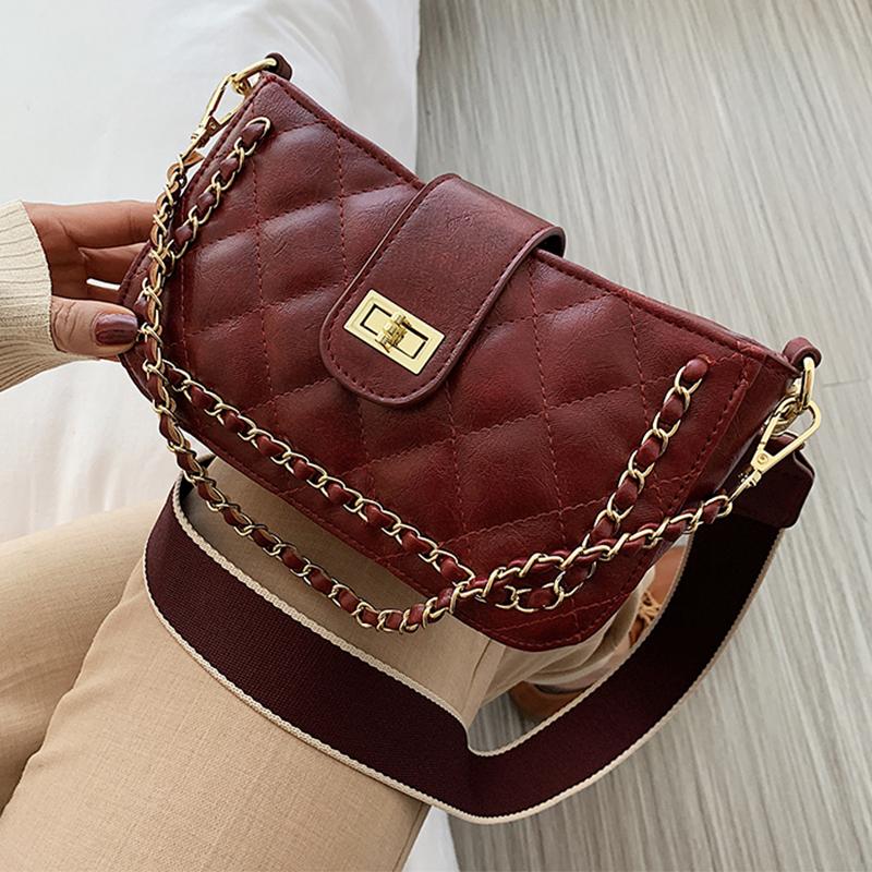 

Diamond Lattice Flap Bag PU Leather Shoulder Bags For Women 2021 Winter Fashion Chain Female Crossbody Bag High Quality Handbags, Beige
