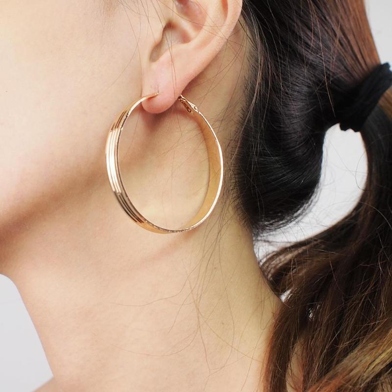 

Fashion Copper Hoop Earrings For Women Alloy Round Statement Big Earrings Accessories Wholesale Jewelry New UKEN