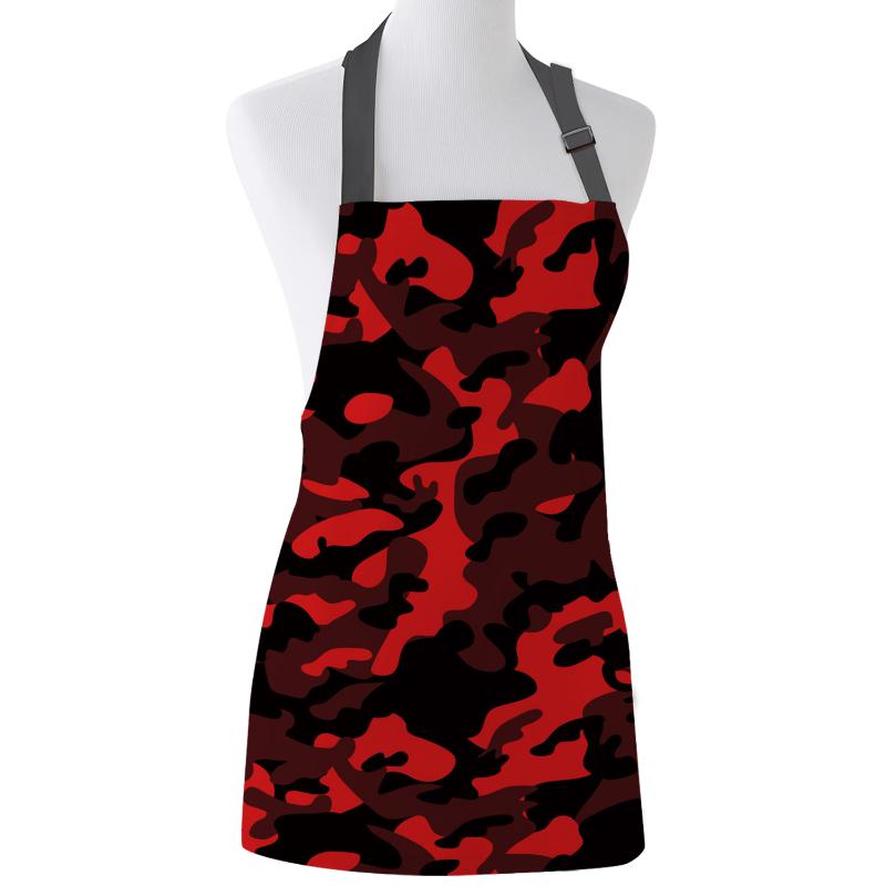

Kitchen Apron Red Camouflage Adjustable BBQ Bib Canvas Aprons For Women Cooking Baking Restaurant Kids Apron Pinafore
