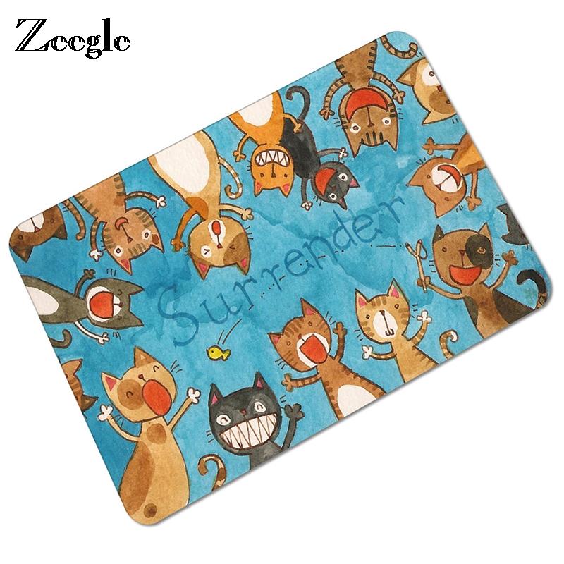 

Zeegle Cat Doormat Floor Mat Non-slip Entrance Carpet Absorbent Rug Kitchen Mat Door Kitchen Living Room Carpet Home Decor, Cat 2