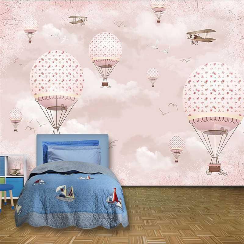 

mural papel de parede Custom wallpaper 3d photo murals cartoon hot air balloon children's room TV background wallpaper painting1, As pic