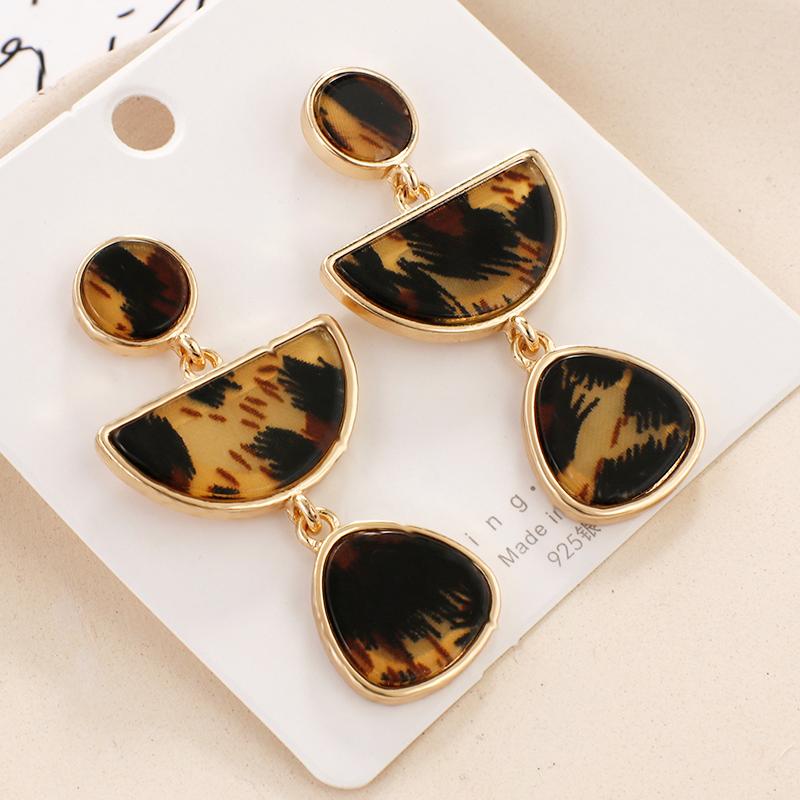 

AENSOA Irregular Leopard Print Splicing Acrylic Drop Earrings For Women Acetic acid Geometric Declarations Long Earrings Jewelry