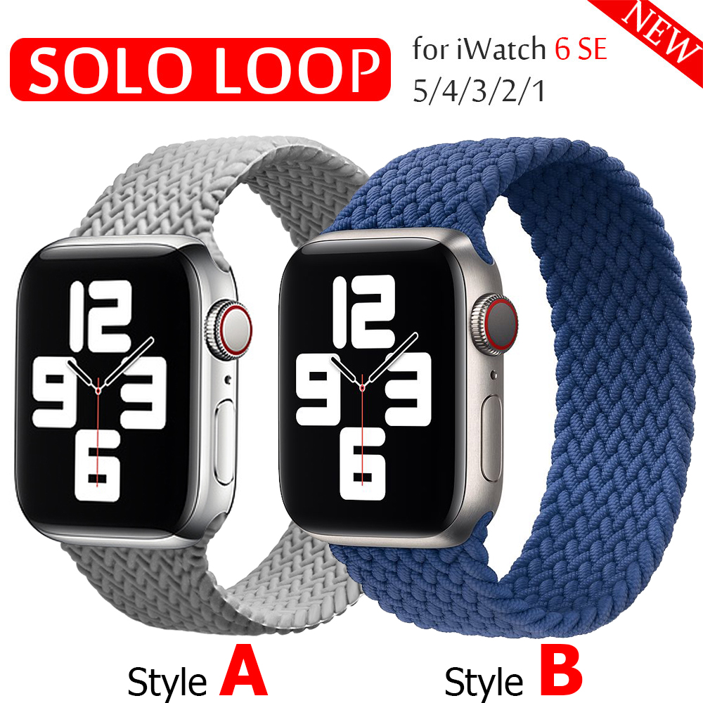 

Braided Solo Loop Fabric Nylon Strap For Apple Watch band 44mm 40mm 38mm 42mm silicone Elastic Bracelet iWatch Series 6 SE 5 4 3