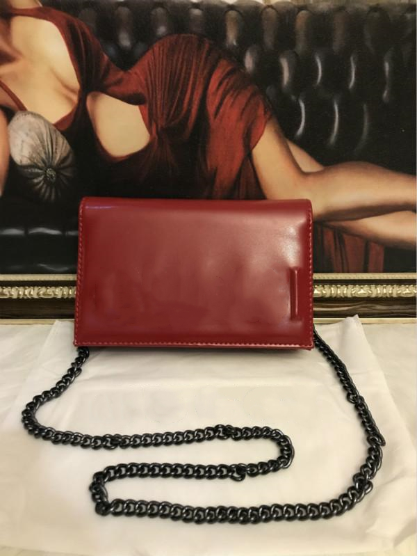 

Designer- Shoulder Bag Pu Leather Fashion Chain Bag Cross Body Pure Color Female Women's Handbag Shoulder Bag, Red